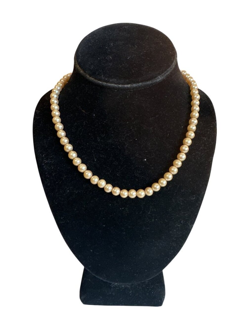 Vintage Faux Pearl Necklace Silver-Tone Filigree Clasp Classic Jewelry Elegant